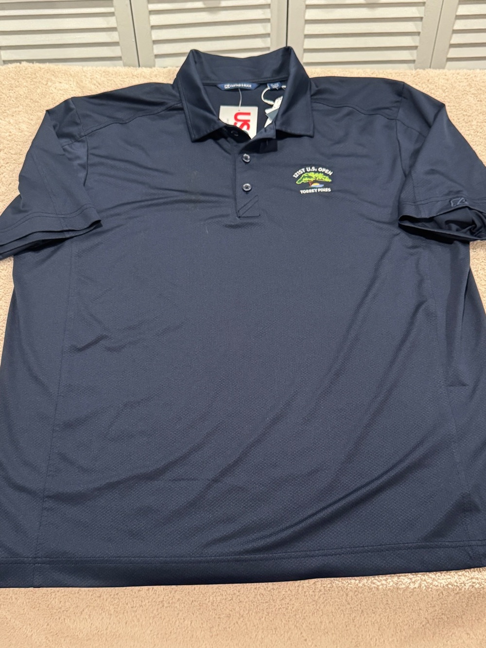 Cutter & Buck 2021 U.S. Open Torrey Pines Polo Shirt XL Navy Golf